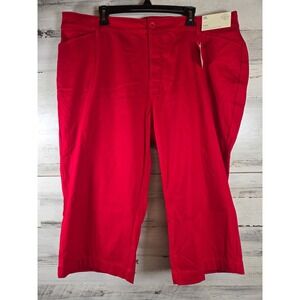St. John's Bay Capri Pants Womens 20W Red Secretly Slender Mid-Rise New